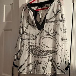 White sheer top with black trim & detail NWT 14/16